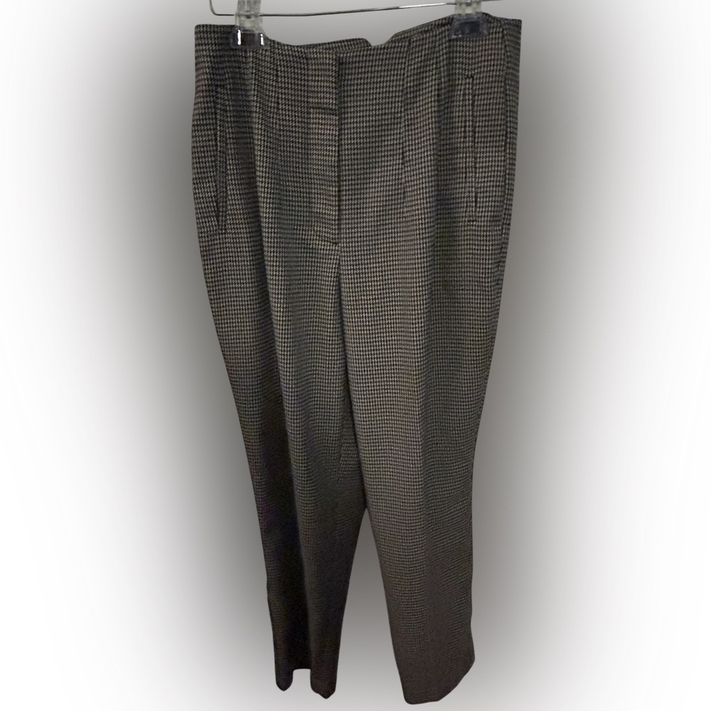 Nine West Houndstooth Straight Slacks in beige and black size 10